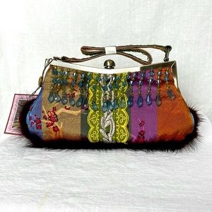 Gorgeous Mulimedia Small Handbag purse mini hippie chic Malina ? Vintage ?